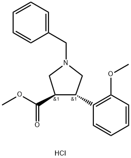 REL-(3R,4S)-1-苄基-4-(2-甲氧基苯基)吡咯烷-3-羧酸甲酯盐酸盐 结构式