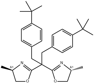 (4R,4'R)-2,2'-(1,3-双(4-(叔丁基)苯基)丙烷-2,2-二基)双(4-甲基-4,5-二氢恶唑) 结构式