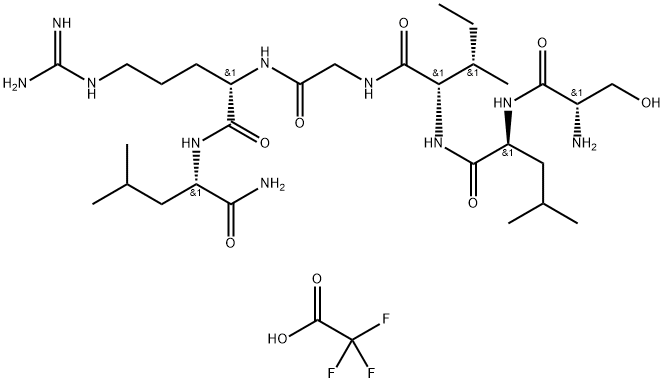 (S)-2-((S)-2-氨基-3-羟基丙胺基)-N-((2S,3S)-1-((2-(((S)-1-氨基-4-甲基-1-氧代戊烷-2-基)氨基)-5-胍基-1-氧代戊-2-基)氨基)-2-氧代乙基)氨基)-3-甲基-1-氧代戊-2-基)-4-甲基戊酰胺三氟乙酸盐 结构式