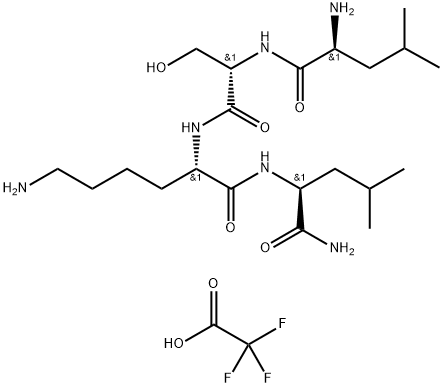 (S)-6-氨基-N-((S)-1-氨基-4-甲基-1-氧代戊-2-基)-2-((S)-2-((S)-2-氨基- 4-甲基戊酰胺)-3-羟基丙酰胺)己酰胺三氟乙酸盐 结构式