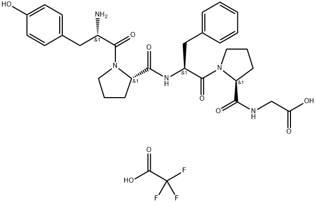 2-((S)-1-((S)-2-((S)-1-((S)-2-氨基-3-(4-羟苯基)丙酰基)吡咯烷-2-甲酰胺基)-3- 苯丙酰基)吡咯烷-2-甲酰胺基)乙酸 三氟乙酸盐 结构式