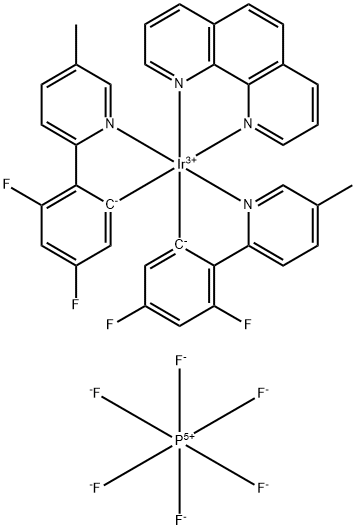 (1,10-菲咯啉-ΚN1,ΚN10)双[3,5-二氟-2-(5-甲基-2-吡啶基-ΚN)苯基-ΚC]铱 六氟磷酸盐 结构式