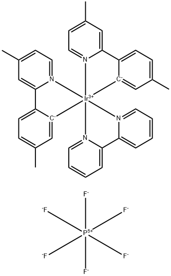 (OC-6-33)-(2,2'-联吡啶-ΚN1,ΚN1')双[5-甲基-2-(4-甲基-2-吡啶基-ΚN)苯基-ΚC]铱 六氟磷酸盐 结构式