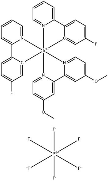 双[5-氟-2-(2-吡啶基-ΚN)苯基-ΚC](4,4'-二甲氧基-2,2'-联吡啶-ΚN1,ΚN1')铱 六氟磷酸盐 结构式