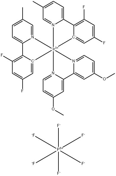 (4,4'-二甲氧基-2,2'-联吡啶-ΚN1,ΚN1')双[3,5-二氟-2-(5-甲基-2-吡啶基-ΚN)苯基-ΚC]铱 六氟磷酸盐 结构式