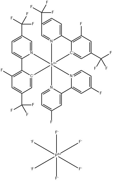 (4,4'-二氟-2,2'-联吡啶-ΚN1,ΚN1')双[(3-氟-5-三氟甲基)-2-(5-三氟甲基-2-吡啶基-ΚN)苯基-ΚC]铱 六氟磷酸盐 结构式