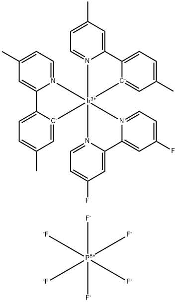 (4,4'-二氟-2,2'-联吡啶-ΚN1,ΚN1')双[5-甲基-2-(4-甲基-2-吡啶基-ΚN)苯基-ΚC]铱 六氟磷酸盐 结构式