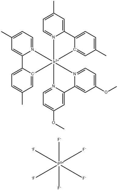 (4,4'-二甲氧基-2,2'-联吡啶-ΚN1,ΚN1')双[5-甲基-2-(4-甲基-2-吡啶基-ΚN)苯基-ΚC]铱 六氟磷酸盐 结构式