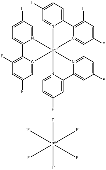 (4,4'-二氟-2,2'-联吡啶-ΚN1,ΚN1')双[3,5-二氟-2-(5-氟-2-吡啶基-ΚN)苯基-ΚC]铱 六氟磷酸盐 结构式