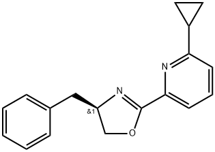 (R)-4-苄基-2-(6-环丙基吡啶-2-基)-4,5-二氢恶唑 结构式