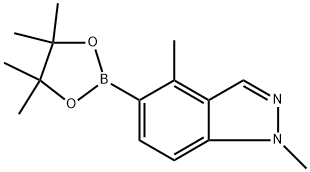 1,4-二甲基-5-(4,4,5,5-四甲基-1,3,2-二氧硼杂环戊烷-2-基)-1H-吲唑 结构式