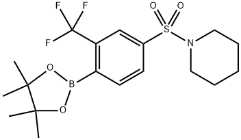 1-((4-(4,4,5,5-四甲基-1,3,2-二氧硼杂环戊烷-2-基)-3-(三氟甲基)苯基)磺酰基)哌啶 结构式