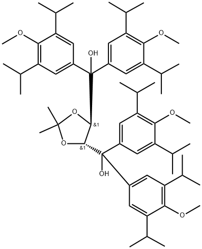 ((4R,5R)-2,2-二甲基-1,3-二氧戊环-4,5-二基)双(双(3,5-二异丙基-4-甲氧基苯基)甲醇) 结构式