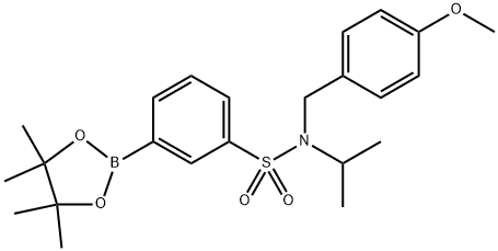 N-异丙基-N-(4-甲氧基苄基)-3-(4,4,5,5-四甲基-1,3,2-二氧硼杂环戊烷-2-基)苯磺酰胺 结构式