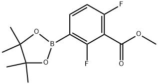 2,6-二氟-3-(4,4,5,5-四甲基-1,3,2-二氧硼杂环戊烷-2-基)苯甲酸甲酯 结构式