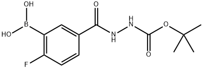 (5-(2-(叔丁氧基羰基)肼-1-羰基)-2-氟苯基)硼酸 结构式