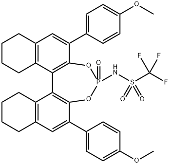 (11BS)-N-(2,6-二(4-甲氧基苯基)-4-氧化-8,9,10,11,12,13,14,15-八氢二萘并[2,1-D:1',2'-F][1,3,2]二氧杂磷杂环庚-4-基)-1,1,1-三氟甲基磺酰胺 结构式