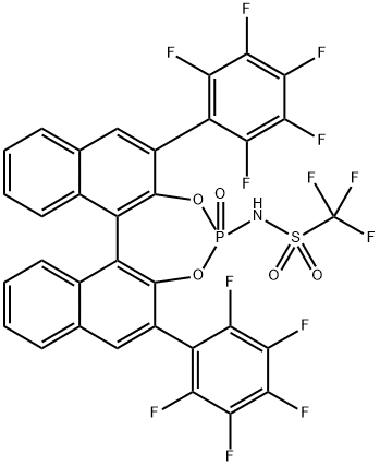 1,1,1-三氟-N-((11BS)-4-氧化-2,6-双(全氟苯基)二萘并[2,1-D:1',2'-F][1,3,2]二氧杂磷杂环庚-4-基)甲磺酰胺 结构式