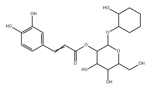 2-Hydroxycyclohexyl-β-D-glucopyranoside 2-[3-(3,4-dihydroxyphenyl)propenoate] 结构式