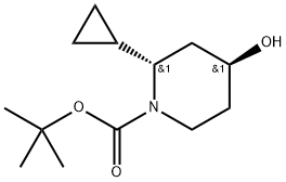 REL-叔丁基-2-环丙基-4-羟基哌啶-1-甲酸酯 结构式