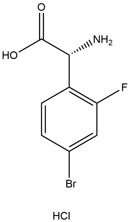 (R)-2-amino-2-(4-bromo-2-fluorophenyl)acetic acid
 hydrochloride 结构式