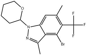 4-溴-3,6-二甲基-1-(四氢2H-吡喃-2-基)-5-(三氟甲基)-1H-吲唑 结构式