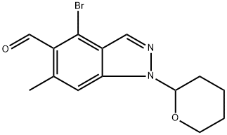 4-溴-6-甲基-1-(四氢-2H-吡喃-2-基)-1H-吲唑-5-甲醛 结构式