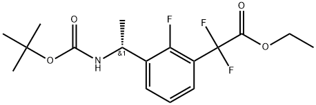 (R)-2-(3-(1-((叔丁氧基羰基)氨基)乙基)-2-氟苯基)-2,2-二氟乙酸乙酯 结构式