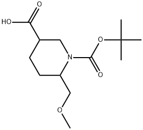 1-(叔丁氧基羰基)-6-(甲氧基甲基)哌啶-3-羧酸 结构式