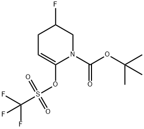 3-氟-6-((三氟甲基)磺酰基)氧基-3,4-二氢吡啶-1(2H)-羧酸叔丁酯 结构式