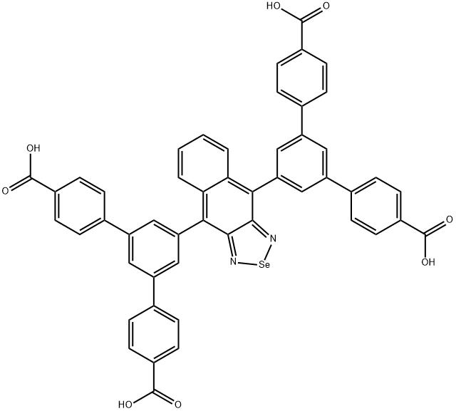 5',5''''-(naphtho[2,3-c][1,2,5]selenadiazole-4,9-diyl)bis(([1,1':3',1''-terphenyl]-4,4''-dicarboxylic acid)) 结构式