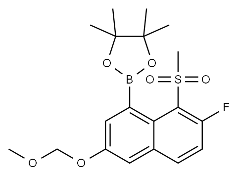 2-(7-氟-3-(甲氧基甲氧基)-8-(甲磺酰基)萘-1-基)-4,4,5,5-四甲基-1,3,2-二噁硼烷 结构式