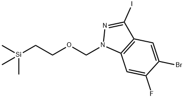 5-溴-6-氟-3-碘-1-((2-(三甲硅基)乙氧基)甲基)-1H-吲唑 结构式