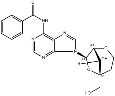 Benzamide, N-?[9-?[2,?6-?anhydro-?5-?deoxy-?4-?C-?(hydroxymethyl)?-?α-?L-?lyxo-?hexofuranosyl]?-?9H-?purin-?6-?yl]?- 结构式