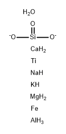 Aluminum calcium iron magnesium potassium sodium titanium oxide silicate (Al0.52-0.68Ca0.39-0.77Fe0.06-0.2Mg0.18-0.46K0.02-0.1Na0.09-0.41Ti0.02-0.04O0.82-1.42(SiO3)0.86-1.06) 结构式