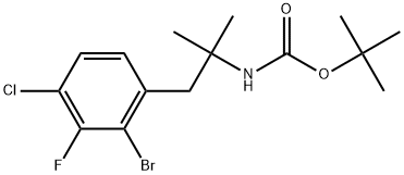 (1-(2-溴-4-氯-3-氟苯基)-2-甲基丙-2-基)氨基甲酸叔丁酯 结构式