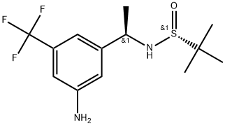 S(R)]-N-[(1R)-1-[3-氨基-5-(三氟甲基)苯基]乙基]-2-甲基-2-丙磺酰胺 结构式