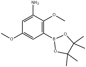 2,5-二甲氧基-3-(4,4,5,5-四甲基-1,3,2-二氧硼杂环戊烷-2-基)苯胺 结构式