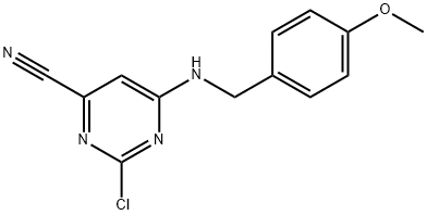 2-氯-6-((4-甲氧基苄基)氨基)嘧啶-4-碳腈 结构式