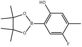 4-氟-5-甲基-2-(4,4,5,5-四甲基-1,3,2-二氧杂硼烷-2-基)苯酚 结构式