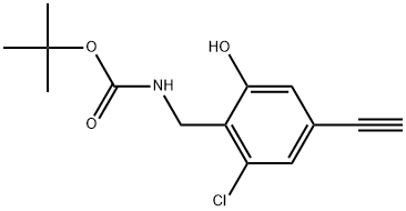 (2-氯-4-乙炔基-6-羟基苄基)氨基甲酸叔丁酯 结构式