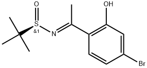 (E)-N-(1-(4-溴-2-羟基苯基)亚乙基)-2-甲基丙烷-2-亚磺酰胺 结构式