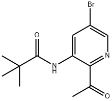 N-(2-乙酰基-5-溴吡啶-3-基)新戊酰胺 结构式