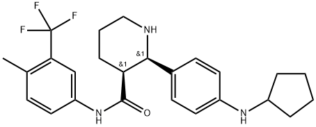 (2R,3S)-2-[4-(cyclopentylamino)phenyl]-N-[4-methyl-3-(trifluoromethyl)phenyl]piperidine-3-carboxamido 结构式