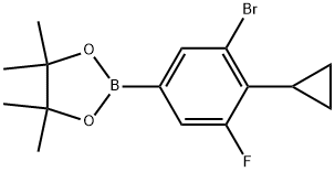 2-(3-溴-4-环丙基-5-氟苯基)-4,4,5,5-四甲基-1,3,2-二氧杂硼烷 结构式
