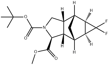 2-(叔丁基)1-甲基(1S,3AR,4R,4AR,5AS,6S,6AS)-5,5-二氟八氢-4,6-甲基环丙[F]异吲哚-1,2(1H)-二羧酸酯 结构式