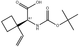 (S)-2-((叔丁氧基羰基)氨基)-2-(1-乙烯基环丁基)乙酸 结构式