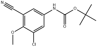 (3-氯-5-氰基-4-甲氧基苯基)氨基甲酸叔丁酯 结构式