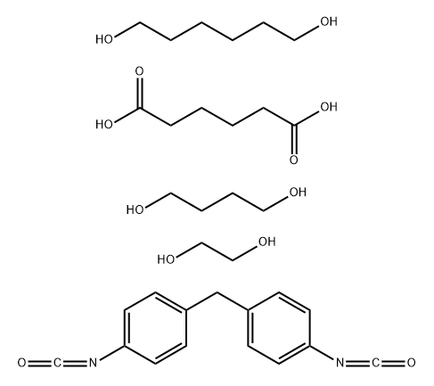 己二酸与丁二醇、乙二醇、己二醇和1,1'-亚甲基双[4-异氰酸根合苯]的聚合物 结构式