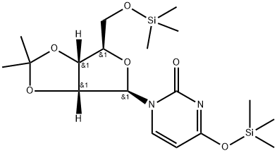 1-(2-O,3-O-Isopropylidene-5-O-trimethylsilyl-β-D-ribofuranosyl)-4-(trimethylsilyloxy)pyrimidin-2(1H)-one 结构式